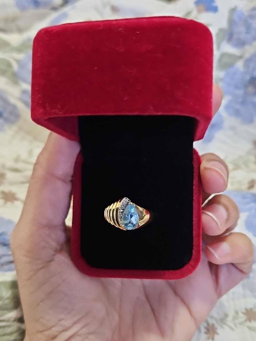 Vintage 14K Topaz and Diamond Ring